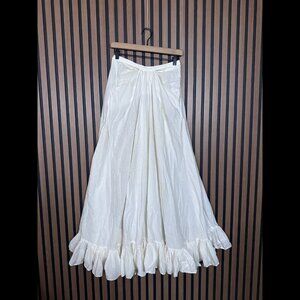 Weber Maxi Skirt 40 / M Womens White Drop Waist A Line Flowy 100% Cotton Woven
